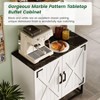 Vabches 32"W Storage Cabinet with Barn Door, Marble Tabletop & Adjustable Shelf, Entryway Console Table, White - 4 of 4
