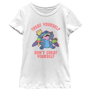 Girl's Lilo & Stitch Treat Yourself Stitch T-Shirt - 1 of 4