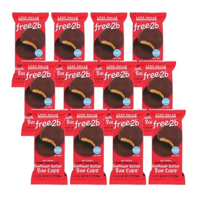 Free2b Foods 66% Cocoa Dark Chocolate Sunflower Butter Sun Cups - Case of 12/1.4 oz