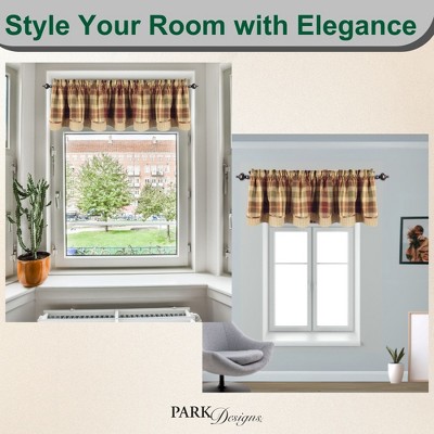 Red and Tan Plaid Cotton Rod Pocket Valance