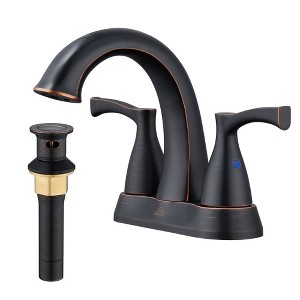 CASAINC 4 in. Centerset Double Handle Bathroom Sink Faucet Lavatory Faucet with Stainless steel Pop-up Drain in Brushed Nickel - 1 of 1