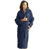 Linum Home Textiles 100% Turkish Cotton Unisex Personalized Herringbone Midnight Blue Bathrobe in White Chancery Font - 2 of 2