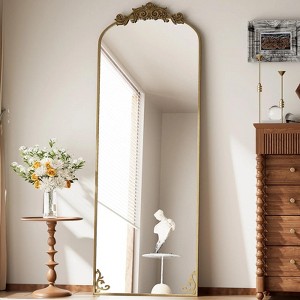 65"x22"  Arched Full Length Mirror Metal Vintage Mirror Baroque Style,Brozen - 1 of 4