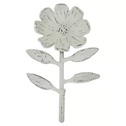 Rustic Antique White Flower Decorative Metal Wall Hook - Foreside Home & Garden