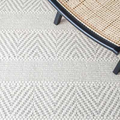 Ivory Flat Woven Square Wool and Synthetic Area Rug
