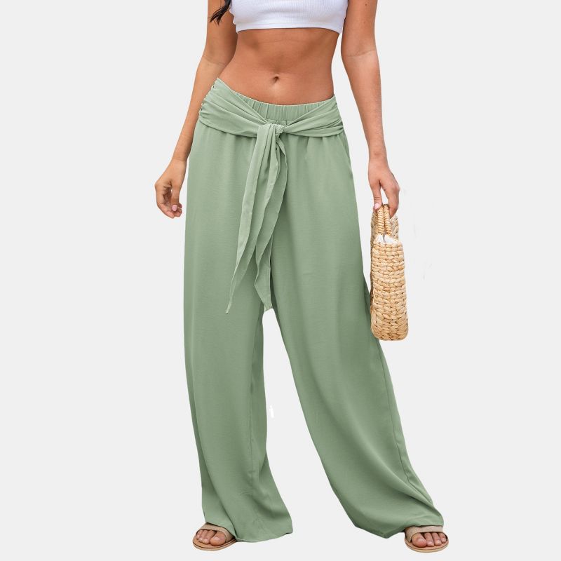 Women's Mint High-Waist Front Tie Loose Fit Pants - Cupshe, 1 of 6