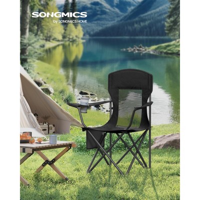 2-Pack Heavy-Duty Foldable Camping Chairs with High Back, Adjustable Armrests & Drink Holders, Portable Outdoor Sports Chairs,