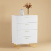 FUFU&GAGA  4 Drawer Dresser for Bedroom Modern Design Gold Metal Legs White - 4 of 4