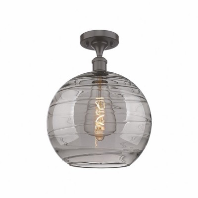 Athens Deco Swirl - 1 Light Semi-Flush Mount In Industrial Style-17 Inches Tall and 12 Inches Wide