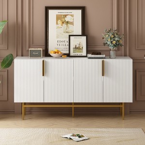 CENGHU Modern Elegant 4-door Buffet Cabinet, Storage Cabinet Sideboard with Gold Metal Handle, for Dining Room, Living Room, Bedroom, Hallway - 1 of 4