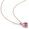 EVERLY JEWELRY | Rose Plated Sterling Silver Rose de France and Created White Sapphire Heart Pendant with Chain, 18 inc - 4 of 4