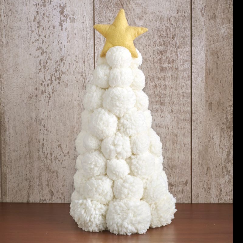 The Lakeside Collection Christmas Snowball Tree with Gold Star Topper - Holiday Home Accent, 3 of 8