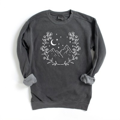 Simply Sage Market Women's Garment Dyed Graphic Sweatshirt Mountains Wreath