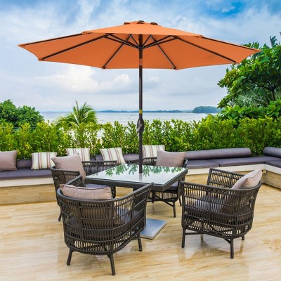 Sonkuki 9 FT Outdoor Patio Umbrella Market Table Umbrella With a Crank for Garden, Deck and Pool