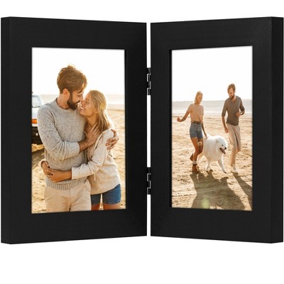 Black Hinged Double Picture Frame for 4x6 Photos