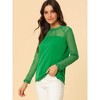 INSPIRE CHIC Women's Elegant Lace Sleeve Scalloped Trim Summer Casual Chiffon Blouse - 4 of 4