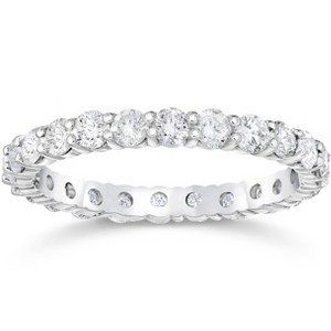 Pompeii3 Platinum 1 3/4ct Prong Diamond Eternity Ring Womens Wedding Band Lab Created - 1 of 4