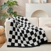 Snuggle Sac Faux Fur Checkered Throw Blanket, Fluffy Feather Yarn Blend Bedding Blankets for Couch or Bed - 2 of 4