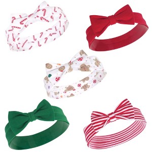 Hudson Baby Infant Girl Cotton Headbands 5pk, Sugar Spice, 0-24 Months - 1 of 1