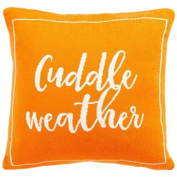 Cuddle Weather Pillow - Orange/Natural - 18"x18" - Safavieh.