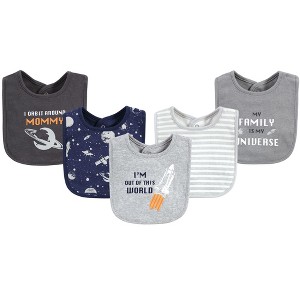 Hudson Baby Infant Boy Cotton Bibs, Outer Space, One Size - 1 of 4