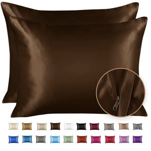 ShopBedding Satin Pillowcase with Zipper, for Hair and Skin Care, Feels Soft and Cool Like a Silk Pillowcase, Satin Pillow Cases 2 Pack - Blissford - 1 of 1