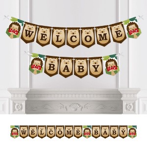 Big Dot of Happiness Forest Hedgehogs - Woodland Baby Shower Bunting Banner - Party Decorations - Welcome Baby - 1 of 4