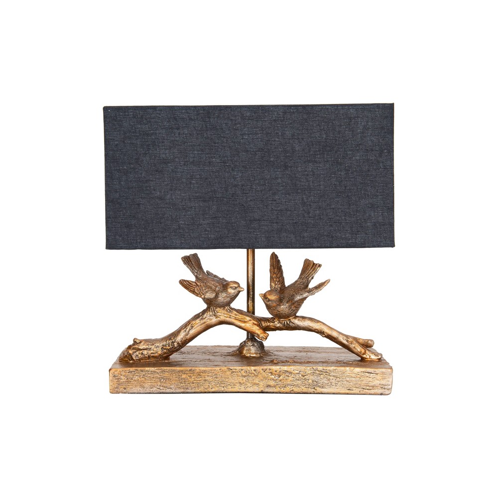 Photos - Floodlight / Street Light Storied Home Rustic Resin Bird Table Lamp with Rectangle Shade Black/Gold
