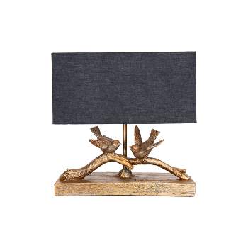 Storied Home Rustic Resin Bird Table Lamp with Rectangle Shade 