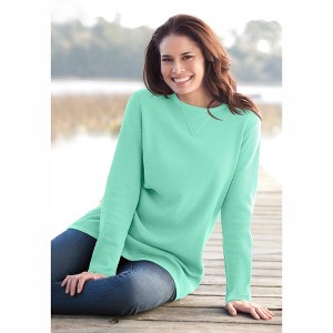 Woman Within Ultra Soft Waffle Thermal Sweatshirt - 1 of 4
