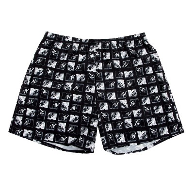 Mtv Logo All-over Print Adult Black Sleep Pajama Shorts : Target