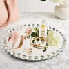Okuna Outpost Crystal Bead Mirrored Tray for Perfume, Vanity Organizer Serving Platter, Round, 12 in - 3 of 4