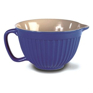 Omniware Simsbury Stoneware Batter Bowl - 2 Quart Mixing Bowl with Handle & Pour Spout - Microwave, Oven, Freezer, Dishwasher Safe - (Blue) - 1 of 1