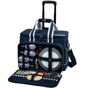 Picnic at Ascot Soft Sided Rolling Cooler with Four Person Picnic Set - 1 of 4