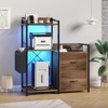 Coucheta 2-Drawer File Cabinet for Letter/Legal/A4 Files with Power Outlet, LED Lights, Open Shelf & Printer/Shredder Storage for Home Office - 3 of 4