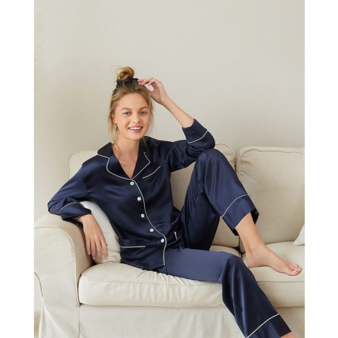 Lilysilk Women's Chic Trimmed Silk Pajamas Set : Target