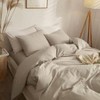 Modern Beige King Size Duvet Cover, 100 Washed Cotton, Boho Style, Soft Luxury Light Tan with Zipper. - 4 of 4