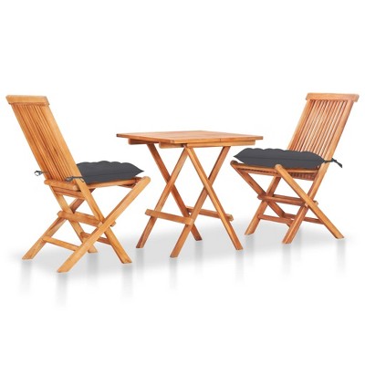 vidaXL Bistro Set Teak Teak wood Medium Foldable Bistro Set Round