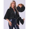 Allegra K Women's Velevet Cape Bridal Cover Up Evening Shawl Wraps Sequin Bolero Shrug - 2 of 4