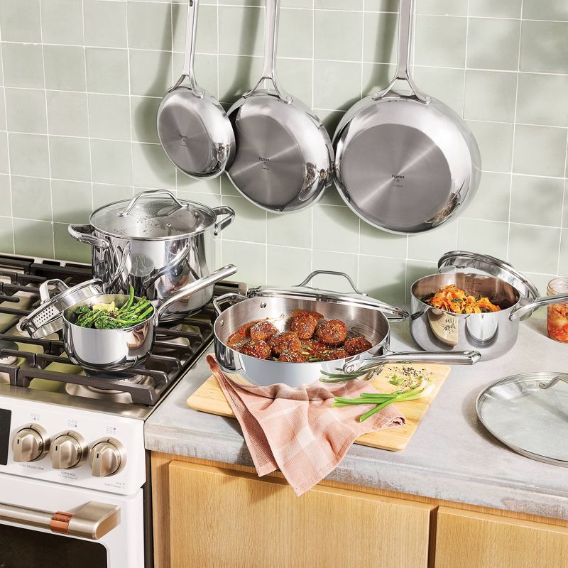 12pc Nonstick Stainless Steel Cookware Set with 6pc Pan Protectors Silver - Figmint&#8482;, 3 of 13