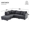 Striped 5-Seat Sectional Sofa: Convertible Ottoman, 2 Pillows - L-Shape for Living Room - 2 of 4