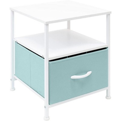 Sorbus 1 Drawers Nightstand with Shelf - Steel Frame, Wood Top & Easy Pull Fabric Bins - Perfect for Home, Bedroom, Office & College Dorm