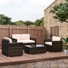 Outsunny 4-Piece Rattan Wicker Furniture Set, Outdoor Cushioned Conversation Furniture with 2 Chairs, Loveseat, and Glass Coffee Table - image 3 of 4