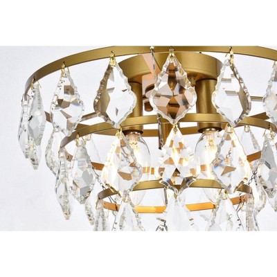 Ella 12-Inch Brass Flush Mount with Clear Crystal