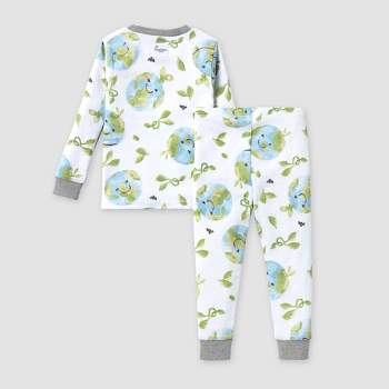 Burt's Bees Baby® Kids' Earth Day 2pc Organic Cotton Snug Fit Pajama Set - Light Green/White