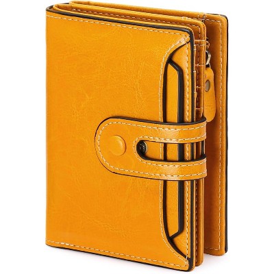 BEAFUP Small Wallet for Women,Rfid Blocking Genuine Leather Bifold Wallet Holder for Women with Zipper Coin Pocket 2 ID Windows