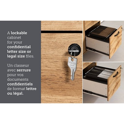 Nordik Oak 31" 2-Door Credenza with Drawers and Metal Frame