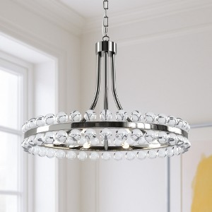 Maxax 24" Dimmable 8-Light Black/Chrome Crystal Chandelier - 1 of 4