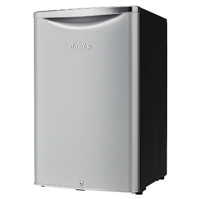 Silver and Black 4.4 cu. ft. Freestanding Mini Fridge with Chrome Handle