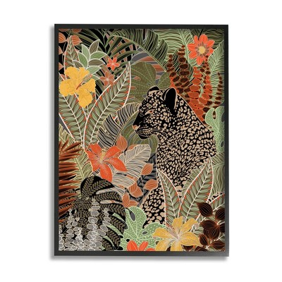Stupell Industries Leopard in Jungle Pattern Framed Giclee Art